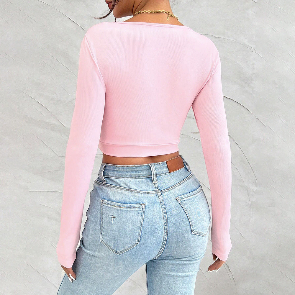 women Sweet  Autumn U Collar Slim Fit Long