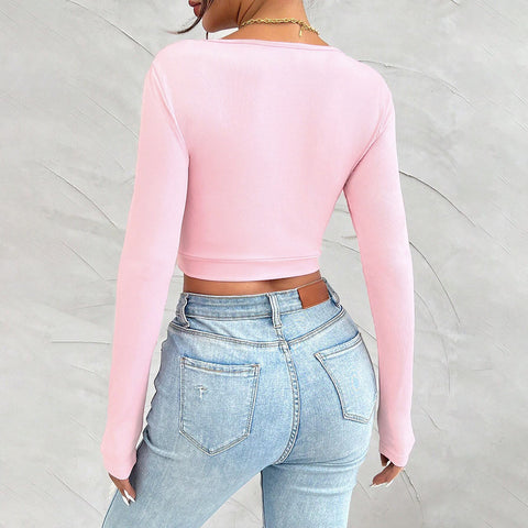women Sweet  Autumn U Collar Slim Fit Long