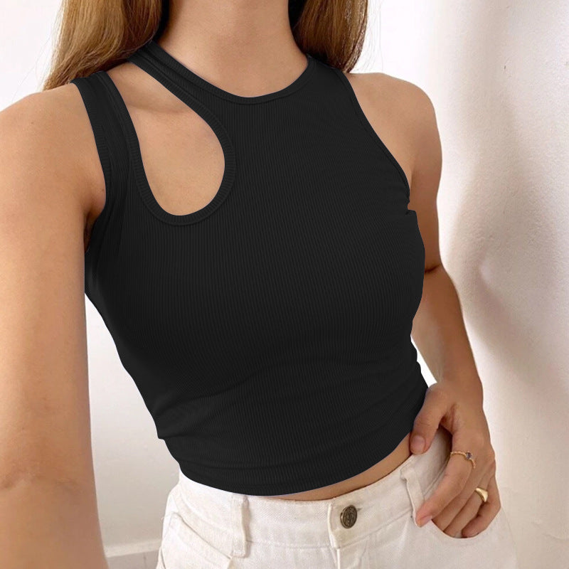 Women Cropped Slim Fit Sleeveless Vest