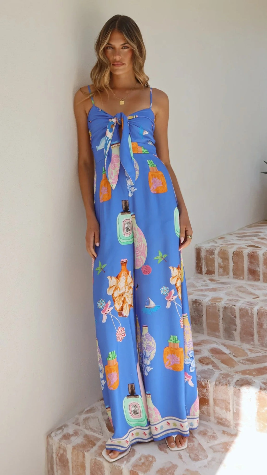 Jumpsuit Digital Printing High Waist Vacation Pants Leg Jumpsuit Women