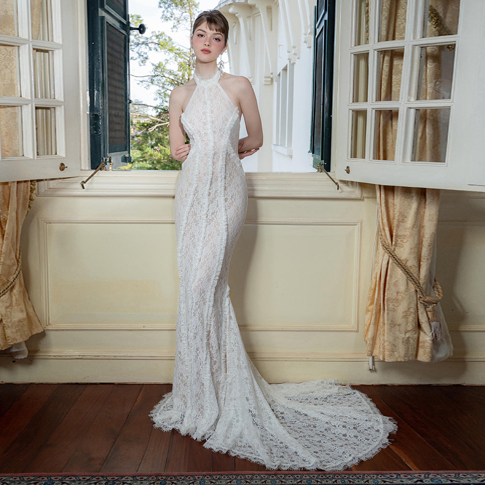 Constanza Retro Morning Gowns Bridal Wedding Toast White Dress
