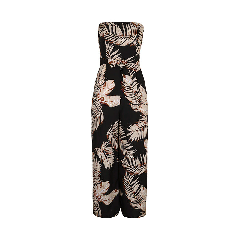Summer Women Clothing Printing Tube Top Jumpsuit
