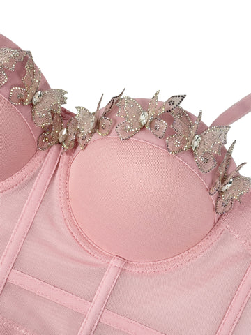 Sabana Perdida Three Dimensional Butterfly Decorative Camisole Mesh Sexy Top