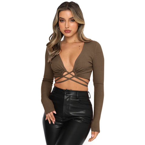Long Spring Deep V Plunge Strap Sexy