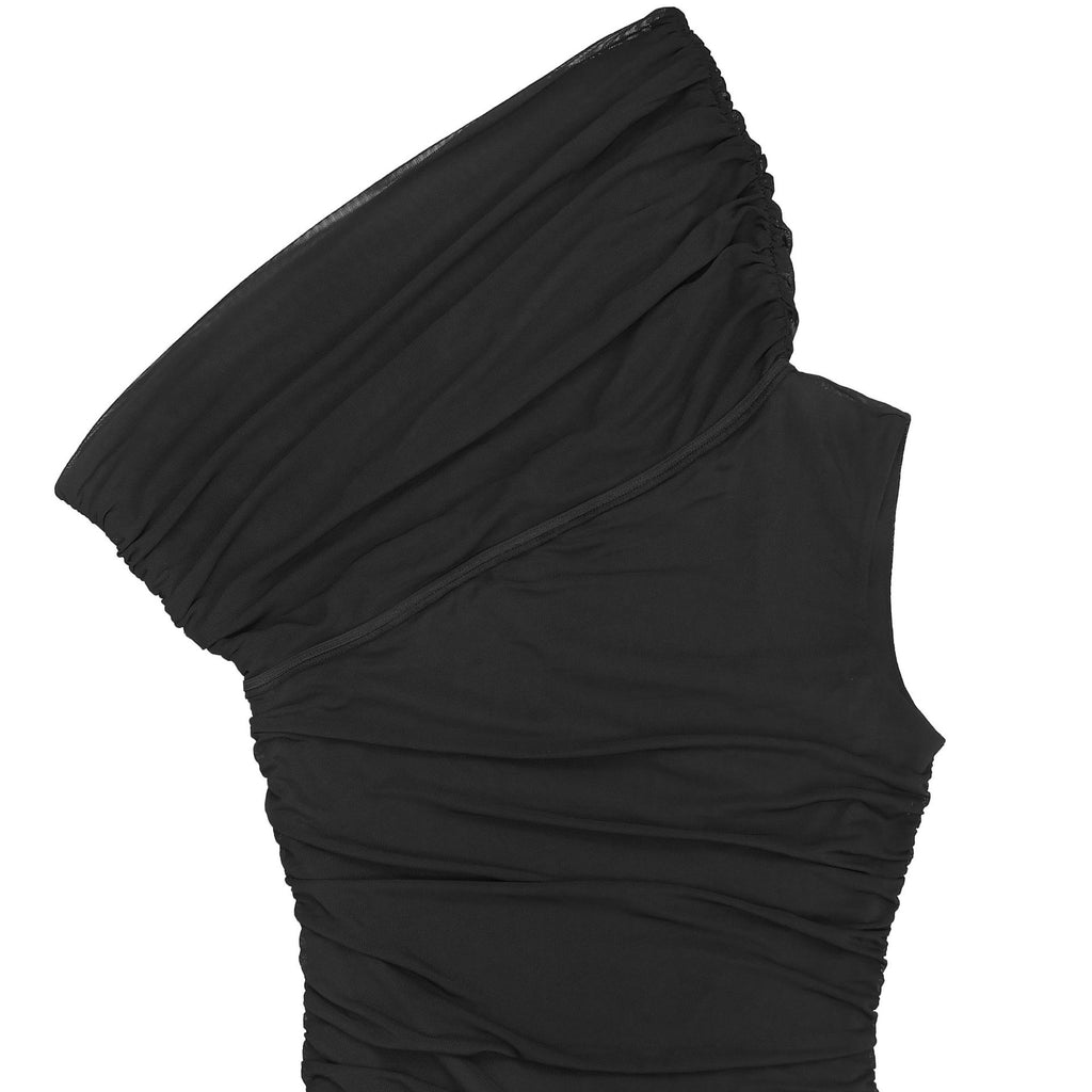 Mount Olive Sexy Formal One Shoulder Long Split Hem Solid Party Maxi Dress