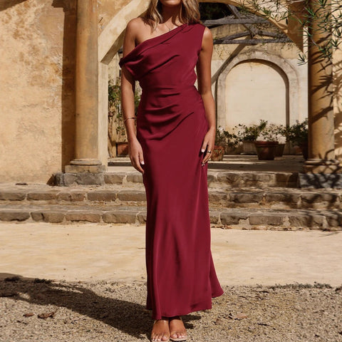 Durham Fashionable Oblique Shoulder Elegant Waist Tight French Dress