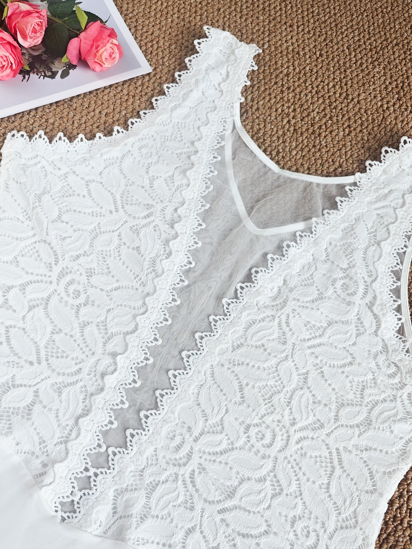 Black Sexy Rhombus Lace Slim Fit Patchwork Lace Sexy Siamese Top Plus Size Girl Slimming