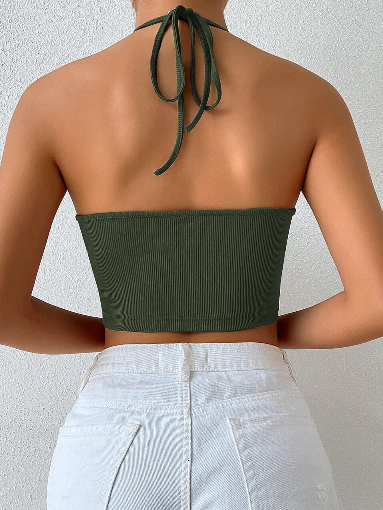 Women Clothing Spring Summer Sexy Sling Vest Halter Short Cropped Outerwear Top