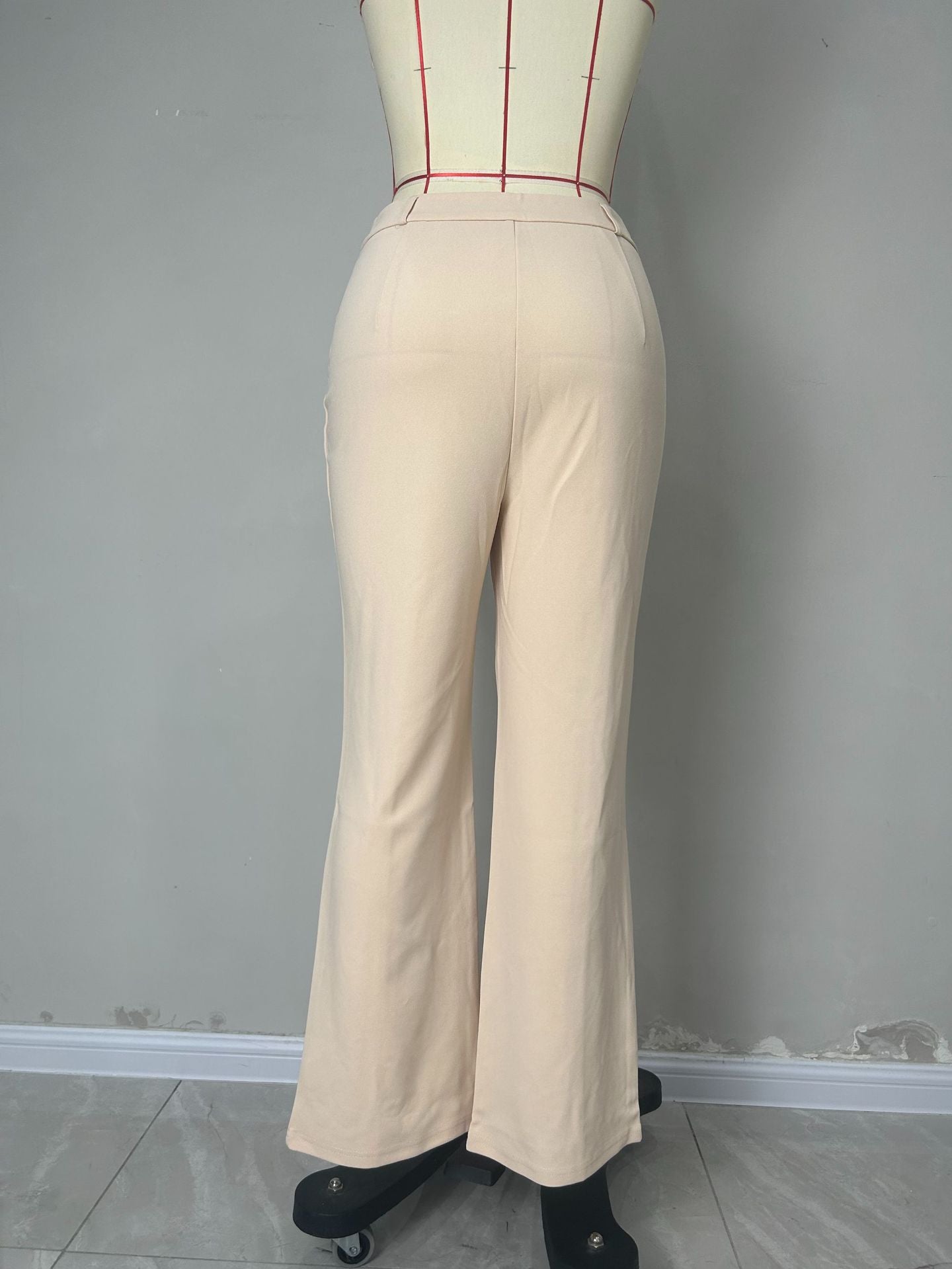 Women Bootcut Pants Front Pocket Decorative Stretch Slim Work Pant