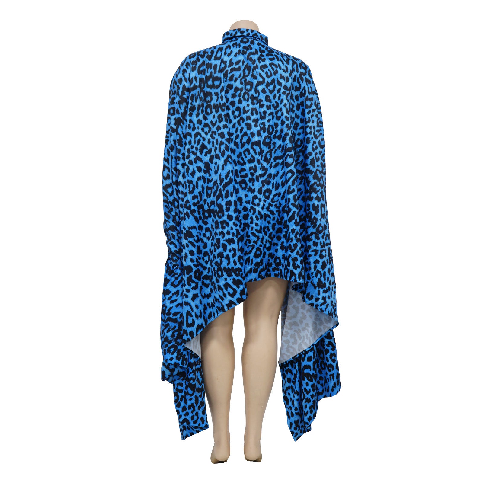 Plus Size Women Autumn Winter Leopard Shawl Long Shirt