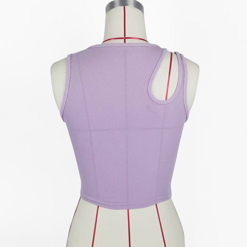 Women Cropped Slim Fit Sleeveless Vest