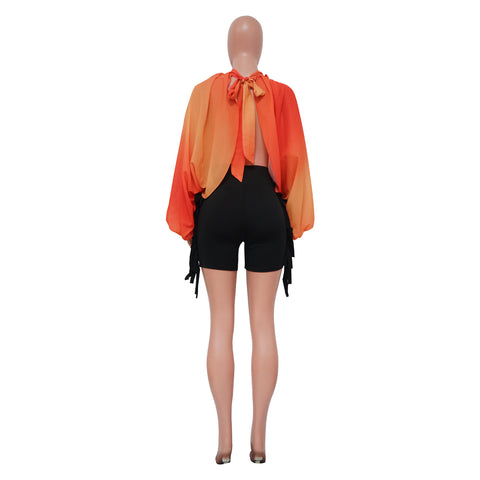 Women  Printing Batwing Sleeve