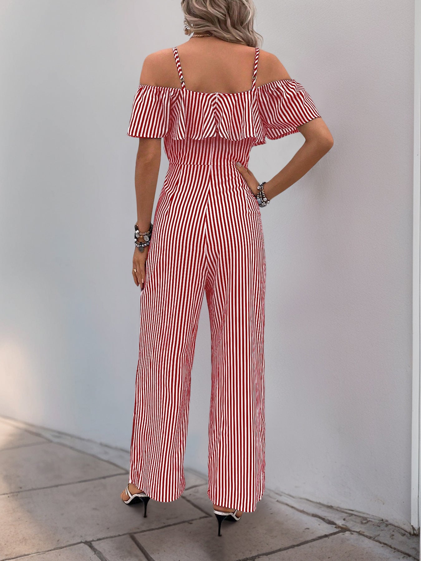 Pants Summer Striped Spaghetti Straps Wide Leg Jumpsuit Women
