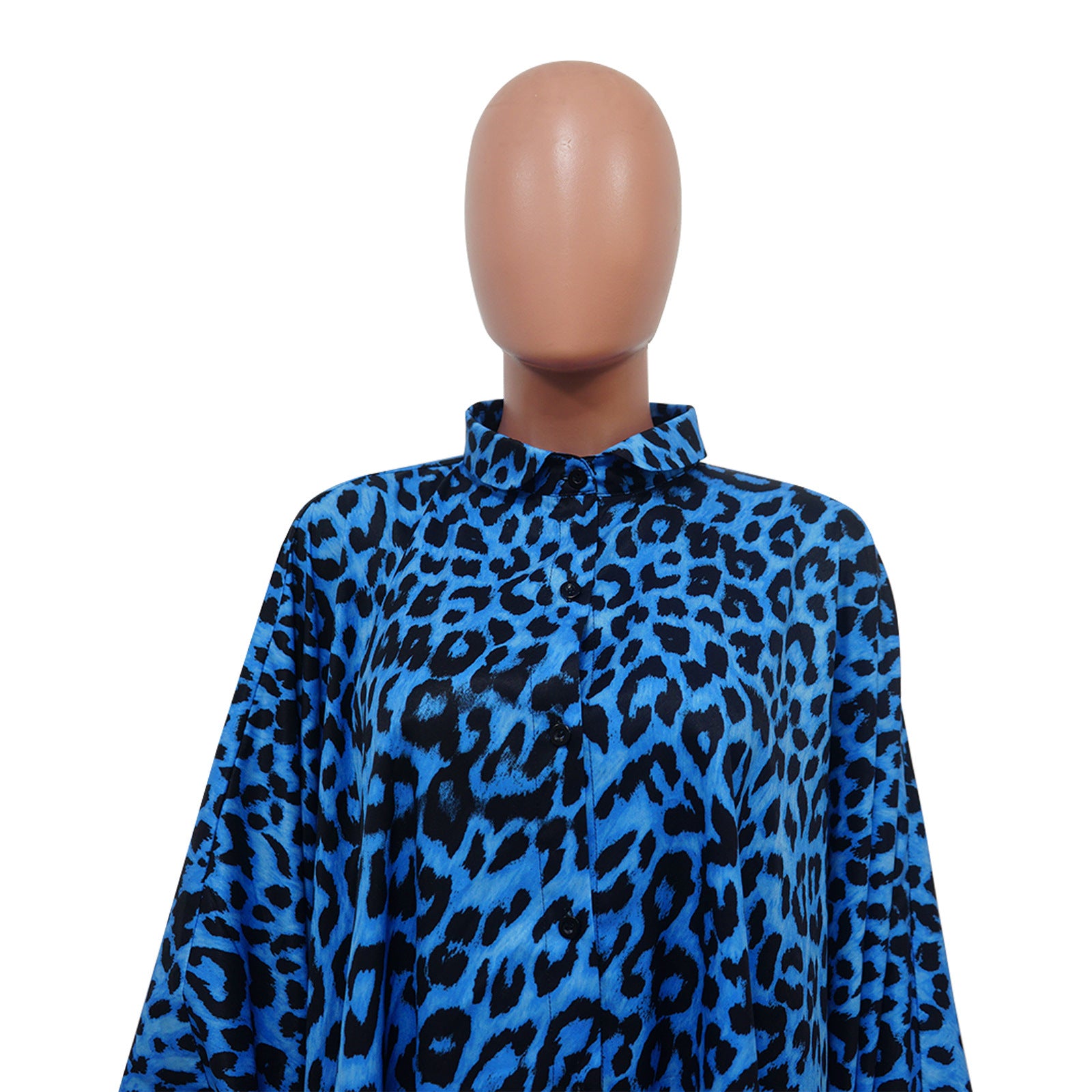 Plus Size Women Autumn Winter Leopard Shawl Long Shirt