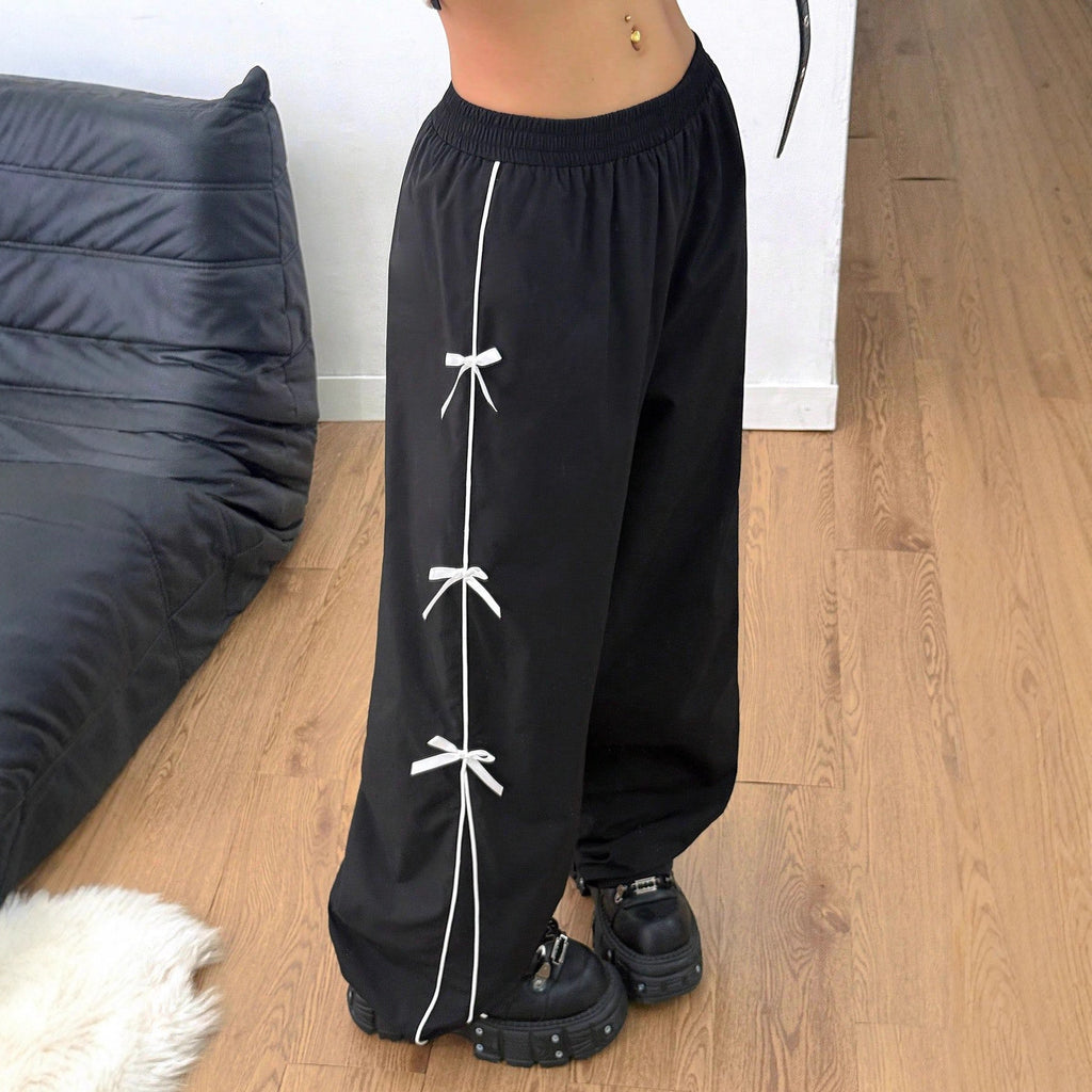 Elastic Waist Small Straight Leg Pants Loose Design Slimming Autumn Winter Casual Pants