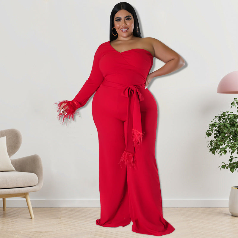 Plus Size Women Clothes Asymmetric Jumpsuit Source