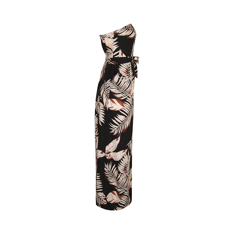 Summer Women Clothing Printing Tube Top Jumpsuit