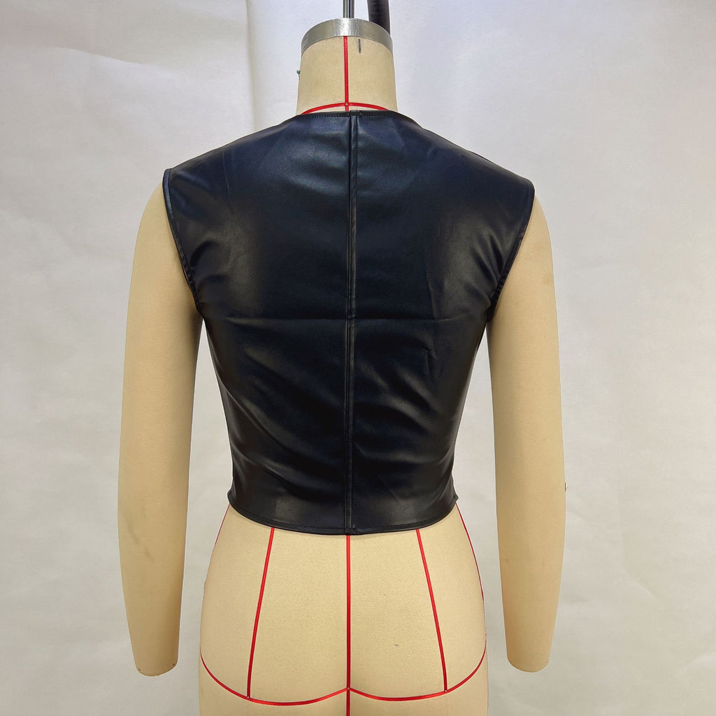 Sexy Leather Sleeveless Corset Club Women