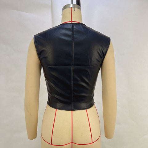 Sexy Leather Sleeveless Corset Club Women