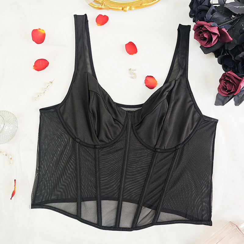 Plus Size Bra Plump Girls Sexy Boning Corset Bra Big Bra Cup Camisole