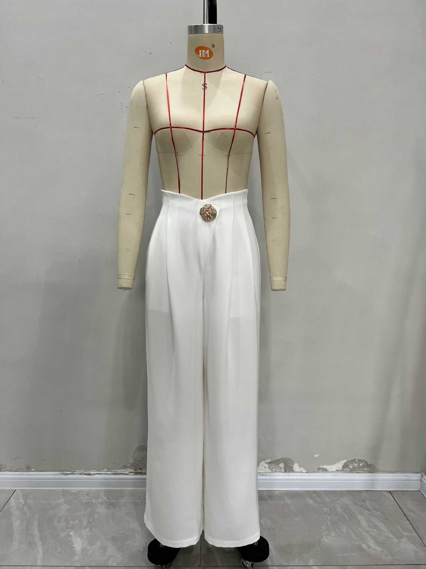 Women high waist wide leg pants Irregular Asymmetric cinched pocket high quality trousers wide leg pants