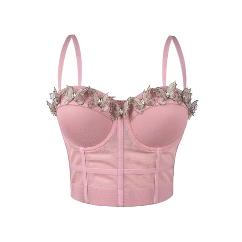 Sabana Perdida Three Dimensional Butterfly Decorative Camisole Mesh Sexy Top
