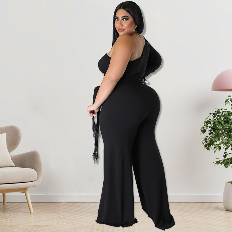 Plus Size Women Clothes Asymmetric Jumpsuit Source
