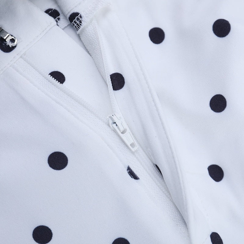 Polka Dot Printed Elegant Sports Casual Tight Cropped Pants