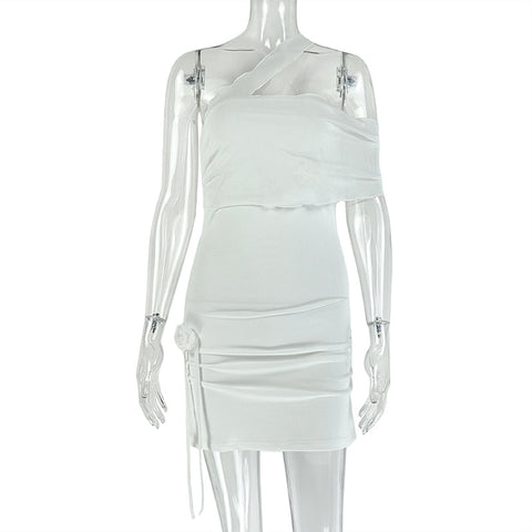 La Playa Micro Transparent Splicing Package Hip Dress One Shoulder Tube