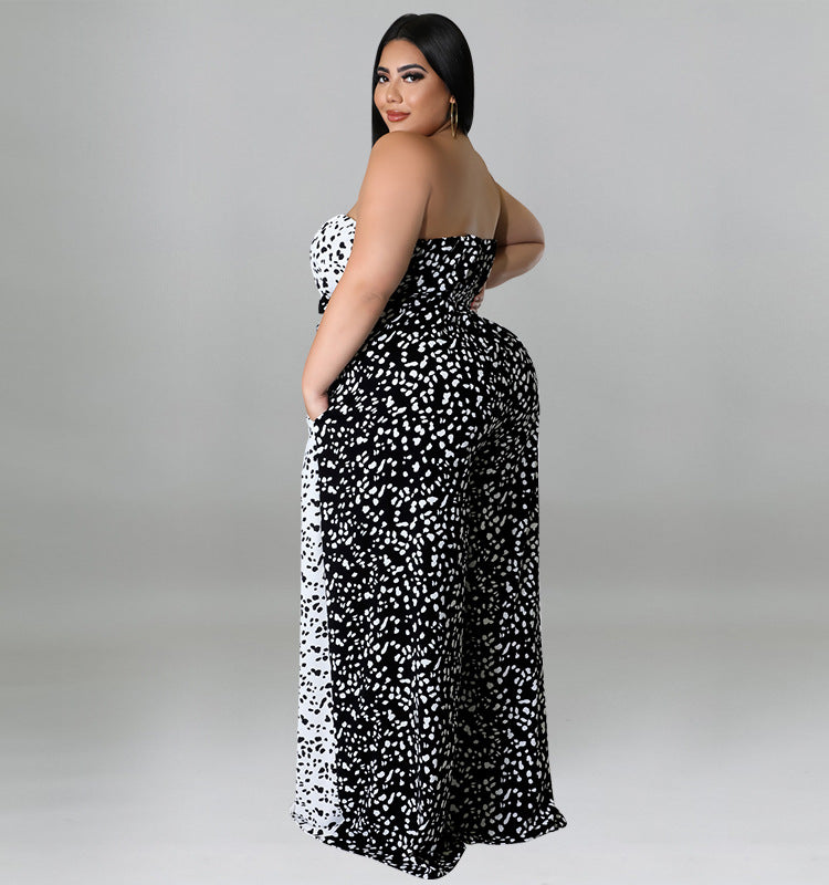 Plus Size Women Clothes off the Shoulder Spring Tube Jumpsuit