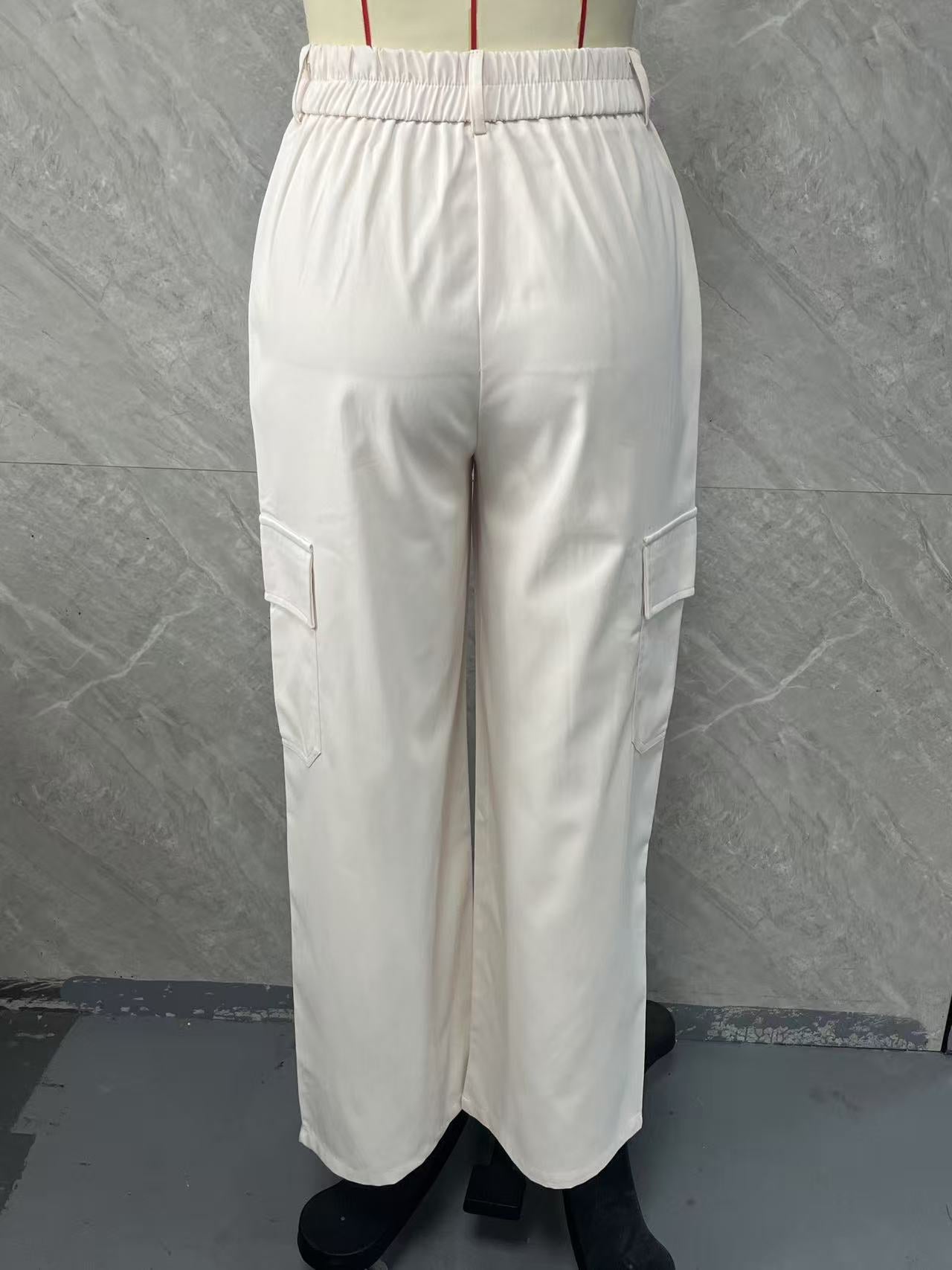 Multi Pocket Outdoor Overalls Casual Slimming High Waist Petite Women Summer Straight Leg Pants