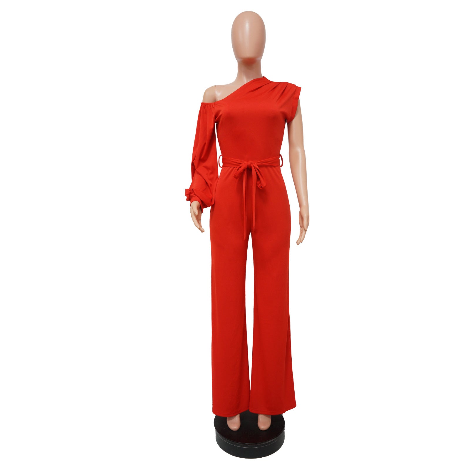 Women Wear Solid Color One-Shoulder Women Wide Leg Women Jumpsuit