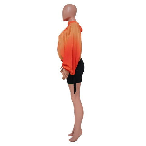Women  Printing Batwing Sleeve
