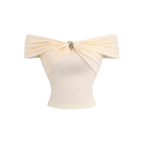 off the Shoulder Sleeved  Women Metal