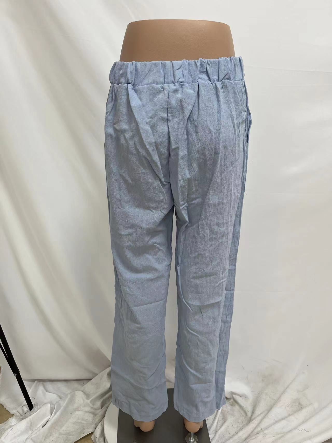 Summer Dried Shrimp Women Casual Elastic Straight Leg Trousers