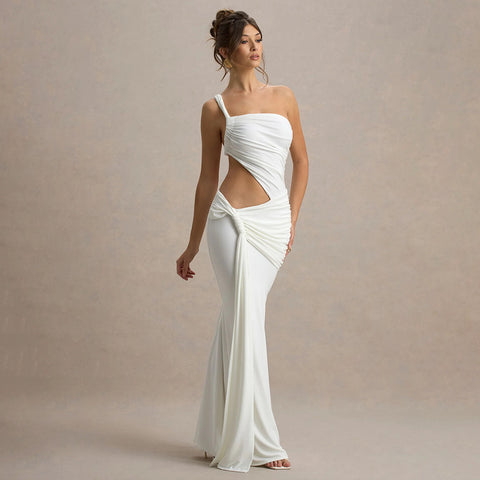 Florence One Shoulder Backless Tube Arrival Pleated Dress