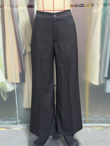 Neat Office Wide Leg High Grade Light Luxury Women Pants Straight High Waist Black Casual Draping Polyester Work Pant