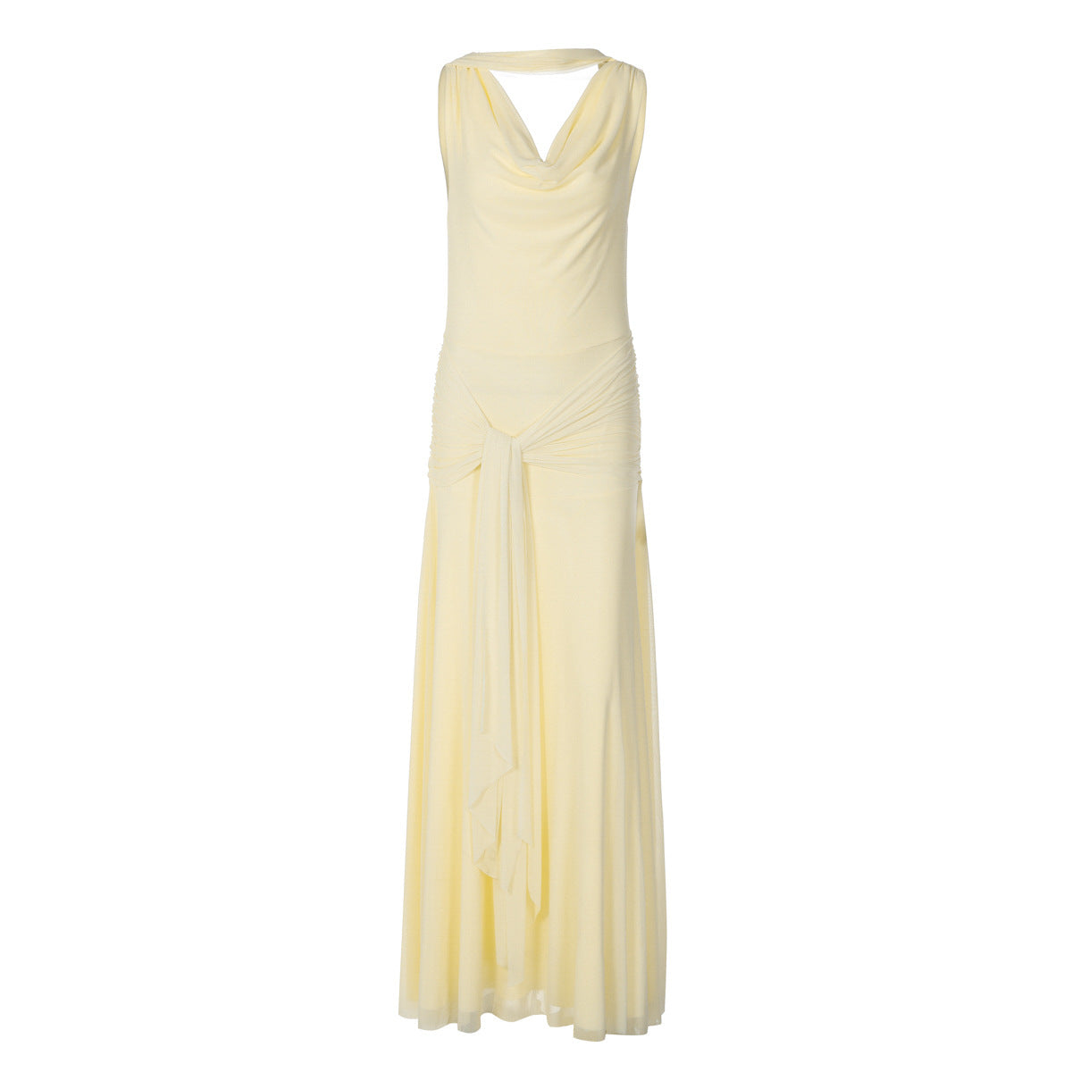 Miches Sexy Backless Gauzy Slim Fit Patchwork Tied Dress