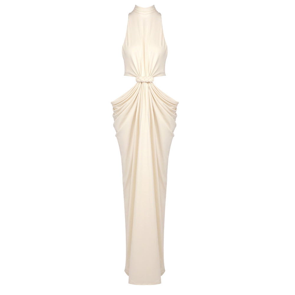 Bear Turtleneck Sleeveless Cropped Twisted Hollow Out Cutout out Embellished Maxi Dress