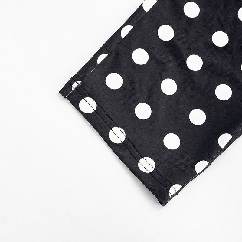 Women Clothing Summer Polka Dot Print Sleeveless Halter Strap Backless Cropped Long Conjoined Trousers