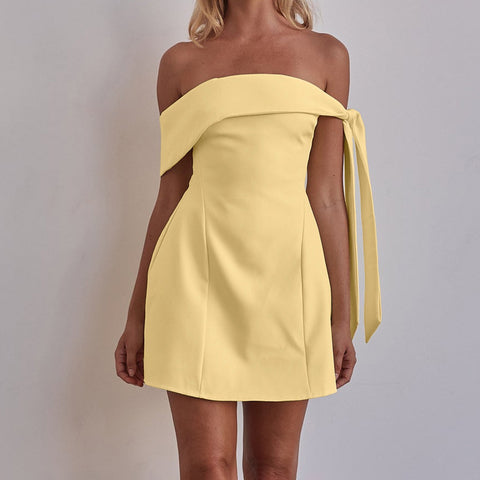 Hawaii Off Neck Bandeau One Shoulder Sexy Clothing A line Dress