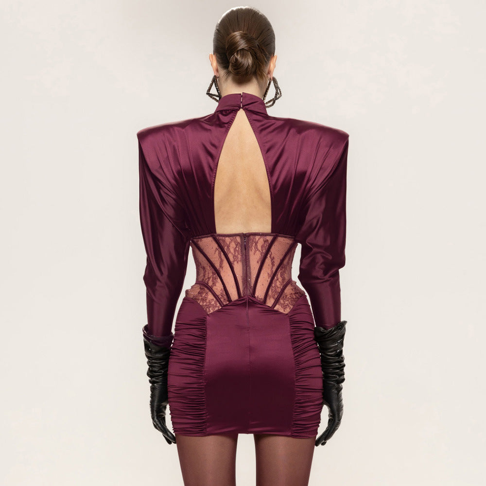 Katanga Sexy Tight Elastic Satin Hip Elegant Dress