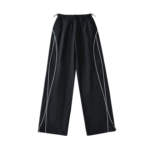 Sports Straight Casual Pants Women Summer Sexy Loose Slimming Drawstring Ankle Tied Wide Leg Pants