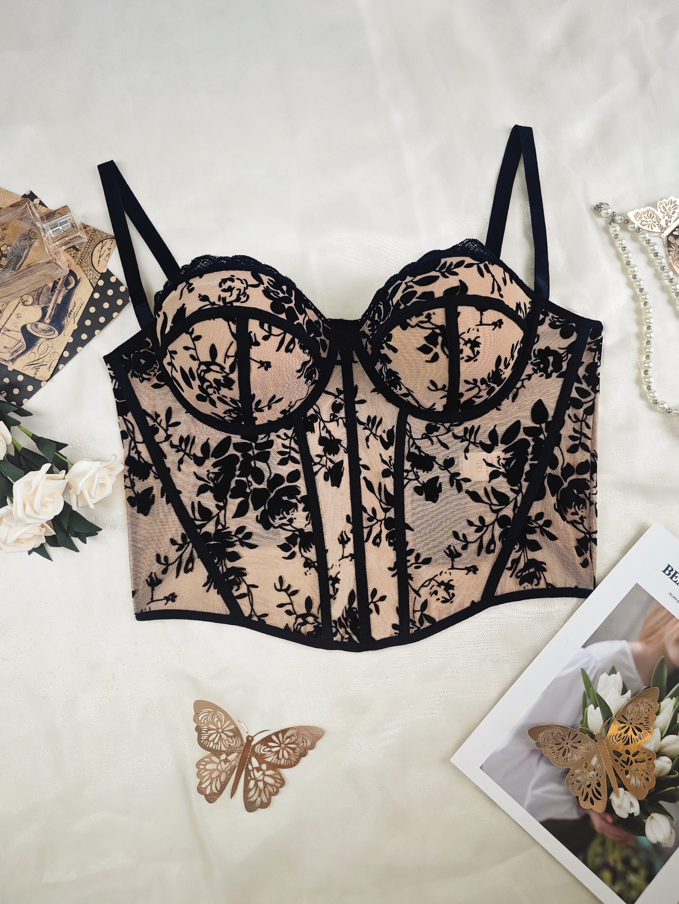Plus Size Sexy Push up Underwear Vest Lace Steel Ring Boning Corset Bra Big Chest Camisole