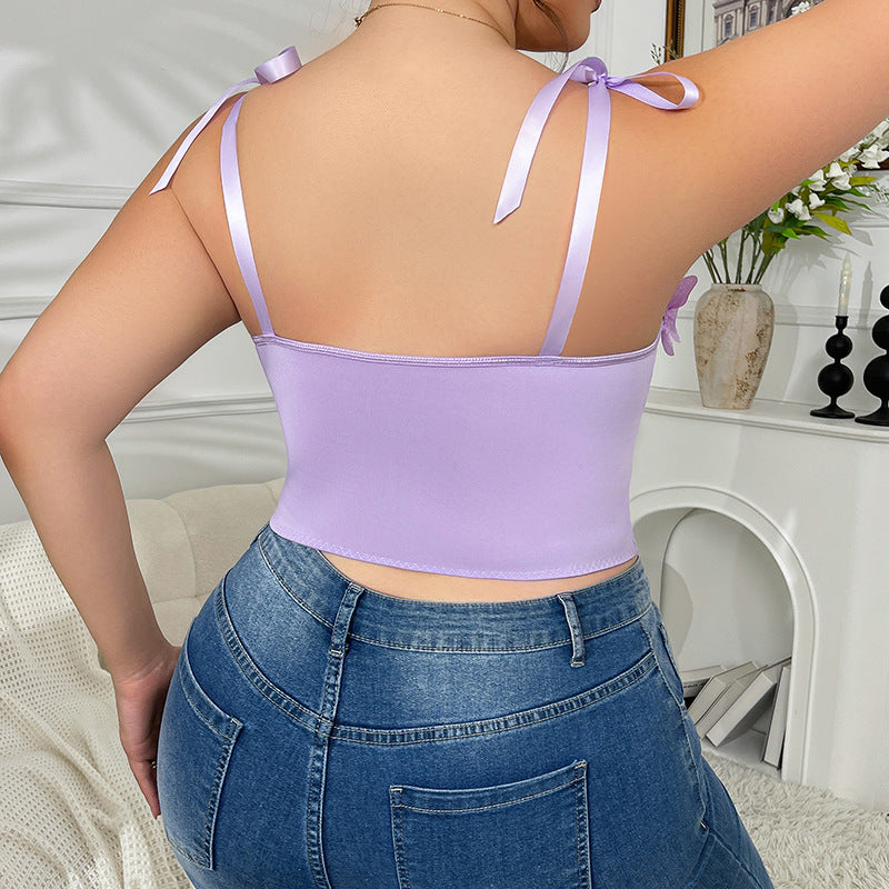 Plus Size Purple Ruffled Bow Suspenders Corset Slim Fit Slimming outside Wear Short Inner Wear Boning Corset Corset