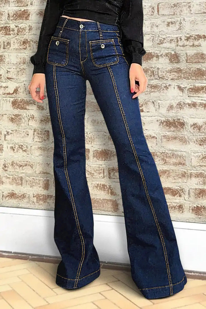 Spring Summer Retro High Waist Skinny Jeans Slimming Elegant Women Trousers