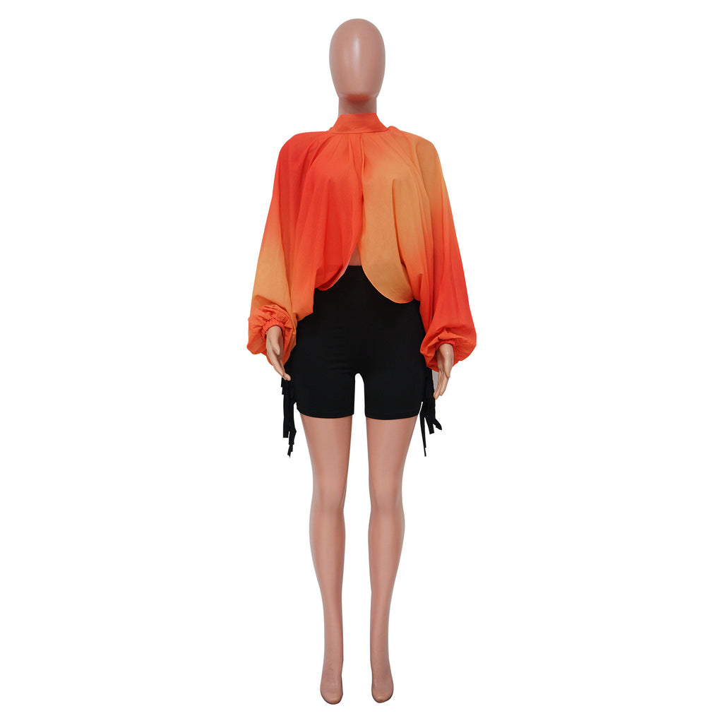Women  Printing Batwing Sleeve