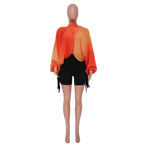 Women  Printing Batwing Sleeve