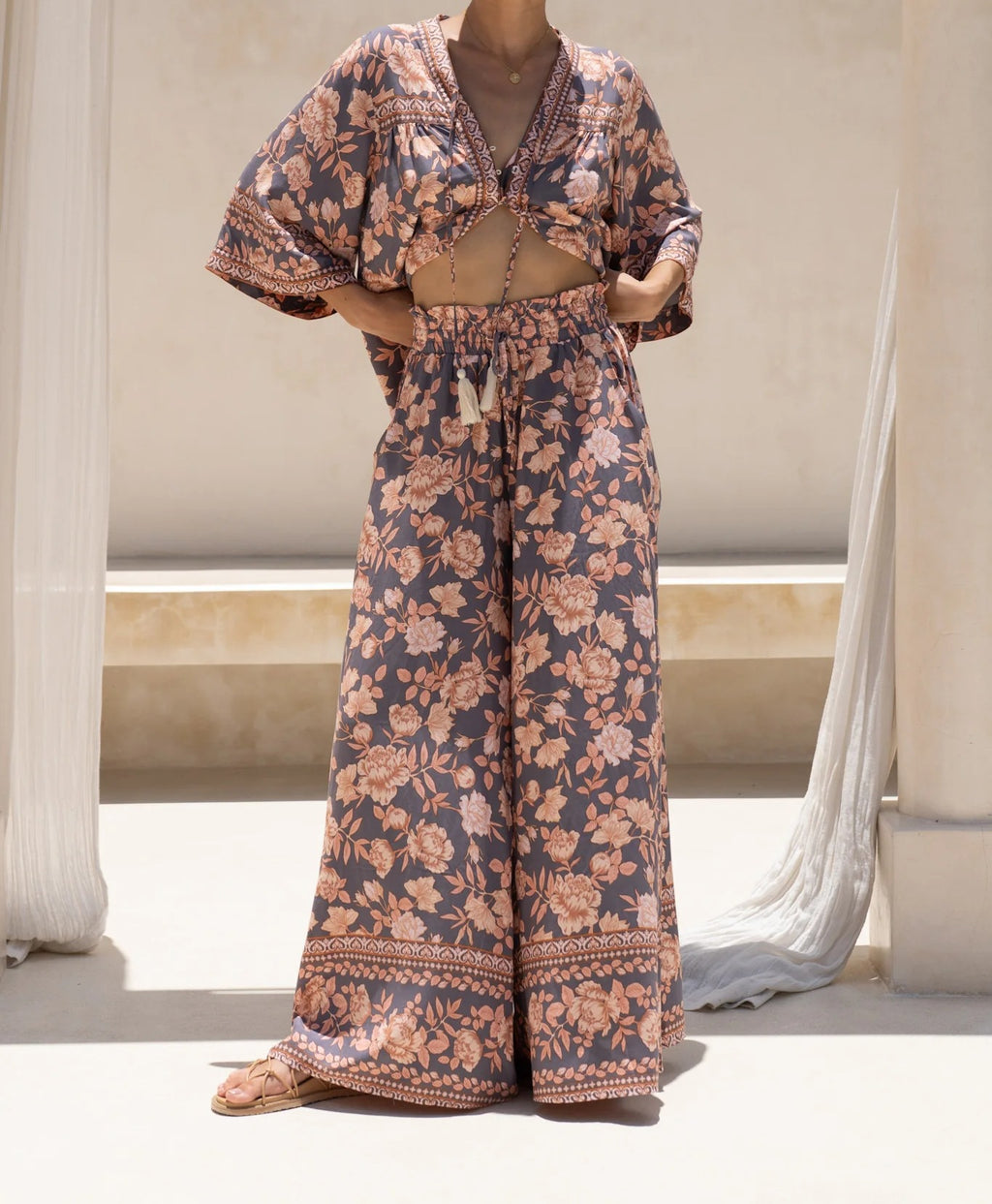 Summer Wide Leg Pants Printed Casual Vacation Wide Leg Pants Women Trousers