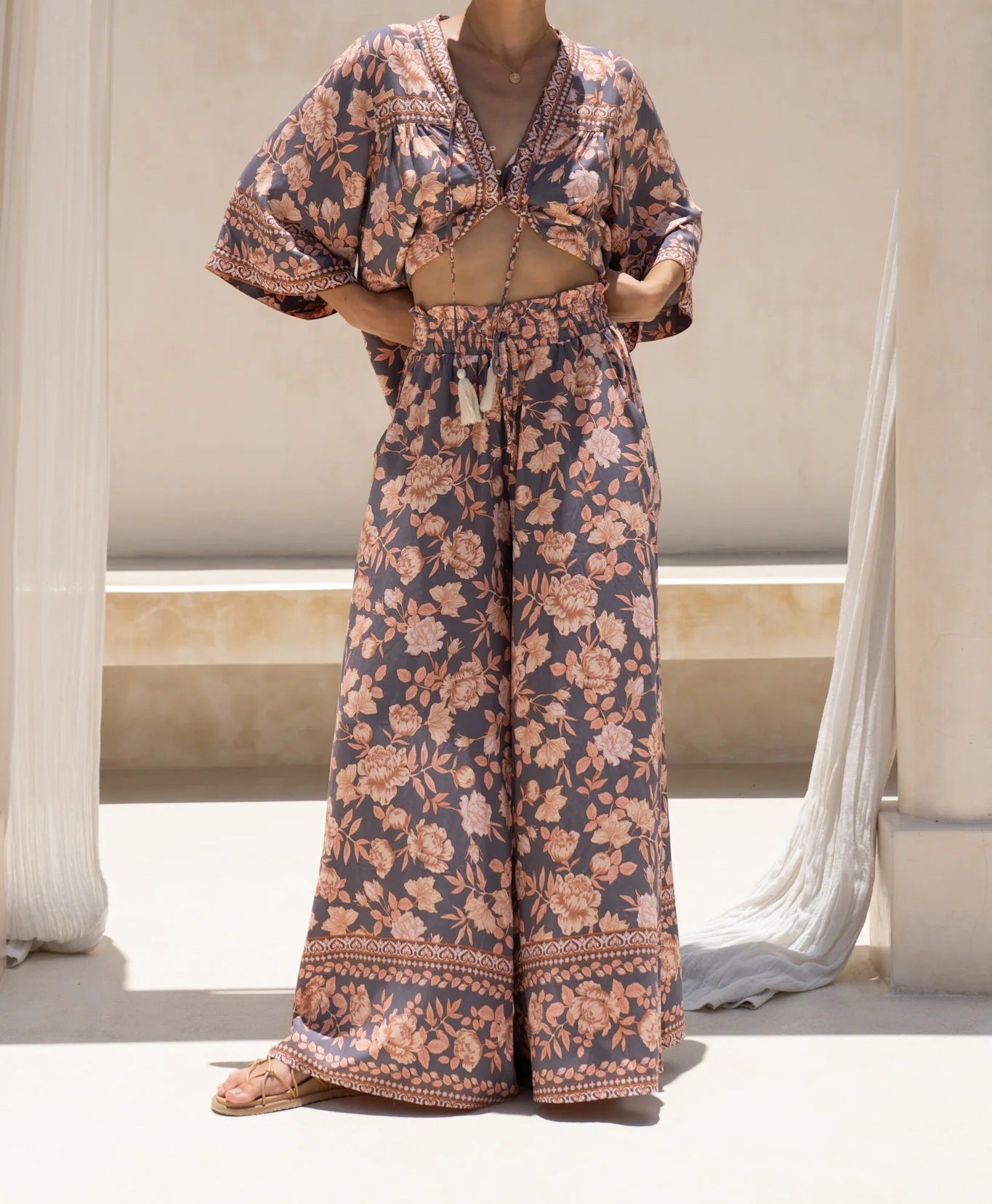 Summer Wide Leg Pants Printed Casual Vacation Wide Leg Pants Women Trousers